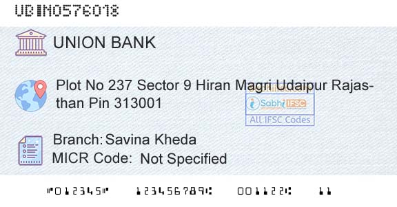 Union Bank Of India Savina KhedaBranch 