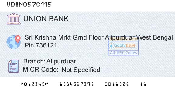 Union Bank Of India AlipurduarBranch 