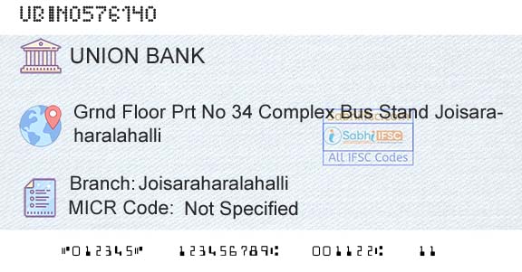 Union Bank Of India JoisaraharalahalliBranch 