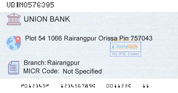 Union Bank Of India RairangpurBranch 