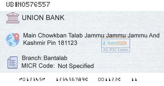 Union Bank Of India BantalabBranch 