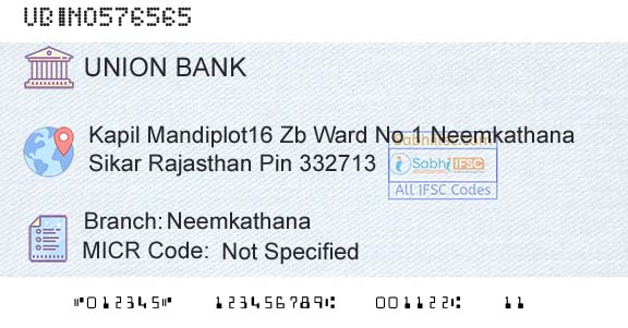 Union Bank Of India NeemkathanaBranch 