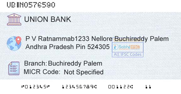 Union Bank Of India Buchireddy PalemBranch 