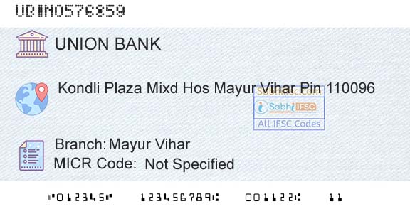 Union Bank Of India Mayur ViharBranch 