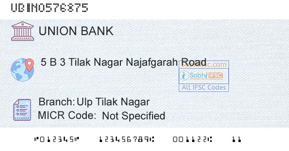 Union Bank Of India Ulp Tilak NagarBranch 