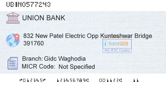 Union Bank Of India Gidc WaghodiaBranch 