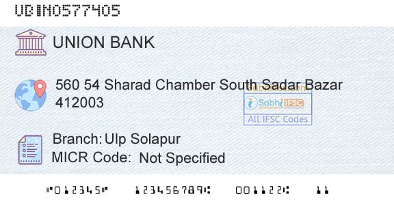 Union Bank Of India Ulp SolapurBranch 