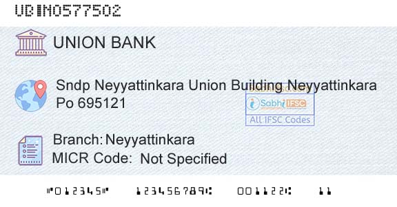 Union Bank Of India NeyyattinkaraBranch 