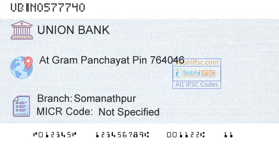 Union Bank Of India SomanathpurBranch 