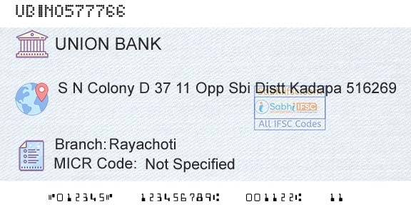 Union Bank Of India RayachotiBranch 