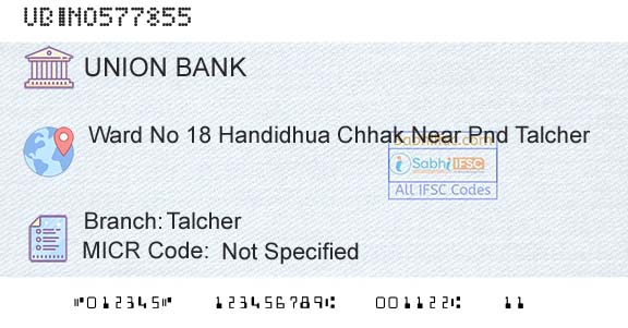 Union Bank Of India TalcherBranch 