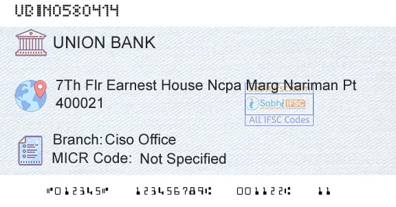 Union Bank Of India Ciso OfficeBranch 
