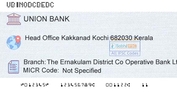 Union Bank Of India The Ernakulam District Co Operative Bank LtdBranch 