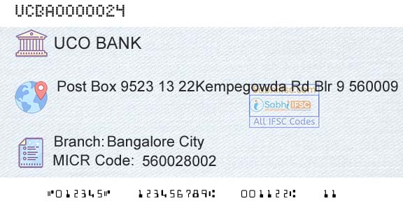 Uco Bank Bangalore CityBranch 