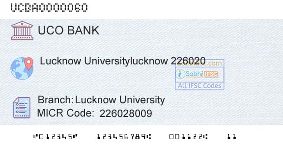 Uco Bank Lucknow UniversityBranch 
