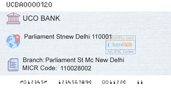 Uco Bank Parliament St Mc New DelhiBranch 