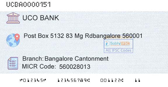 Uco Bank Bangalore CantonmentBranch 