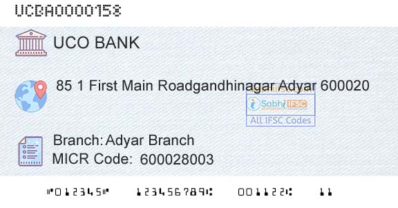 Uco Bank Adyar BranchBranch 