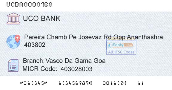 Uco Bank Vasco Da Gama GoaBranch 