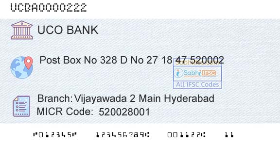 Uco Bank Vijayawada 2 Main HyderabadBranch 
