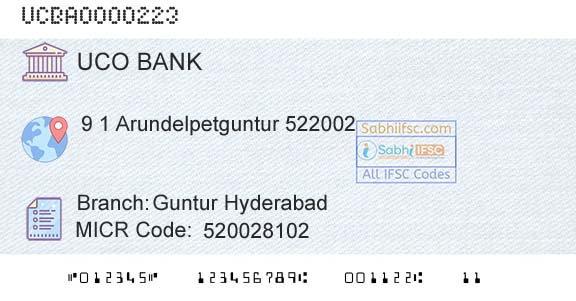 Uco Bank Guntur HyderabadBranch 