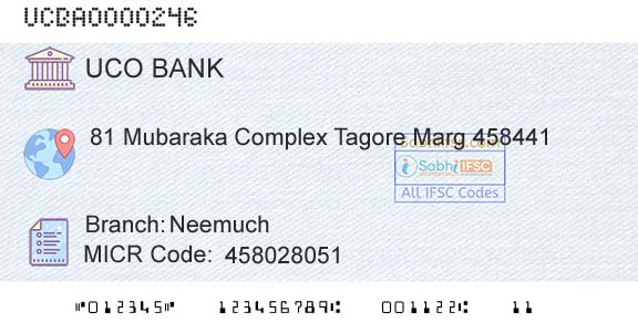 Uco Bank NeemuchBranch 