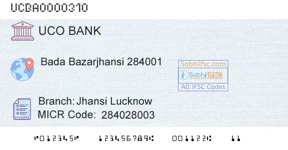 Uco Bank Jhansi LucknowBranch 