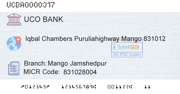 Uco Bank Mango JamshedpurBranch 