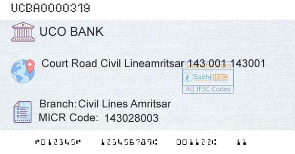 Uco Bank Civil Lines AmritsarBranch 