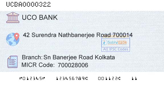 Uco Bank Sn Banerjee Road KolkataBranch 