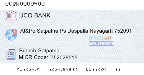 Uco Bank SatpatnaBranch 