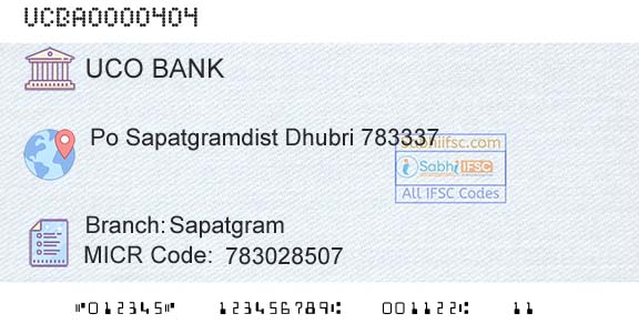 Uco Bank SapatgramBranch 