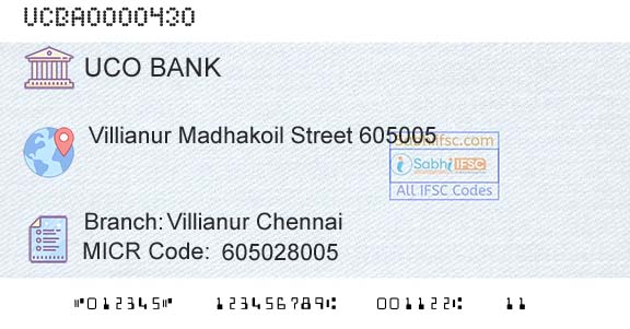 Uco Bank Villianur ChennaiBranch 
