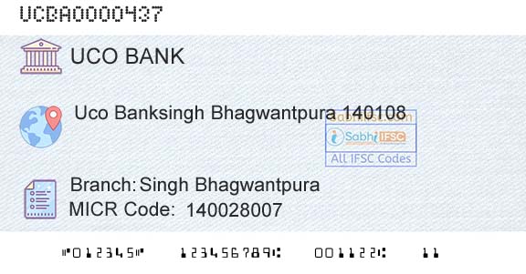 Uco Bank Singh BhagwantpuraBranch 