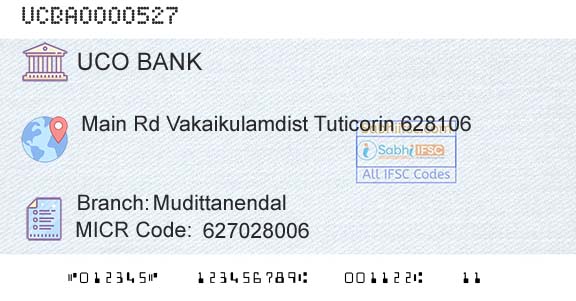 Uco Bank MudittanendalBranch 