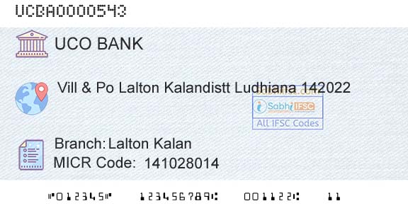 Uco Bank Lalton KalanBranch 