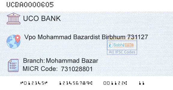 Uco Bank Mohammad BazarBranch 