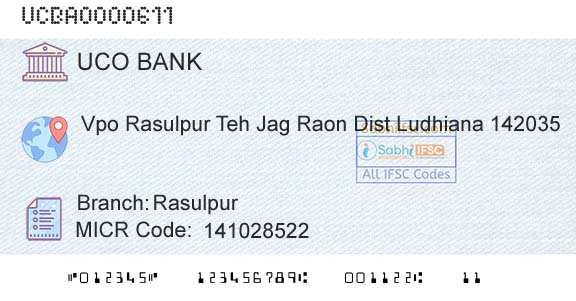 Uco Bank RasulpurBranch 
