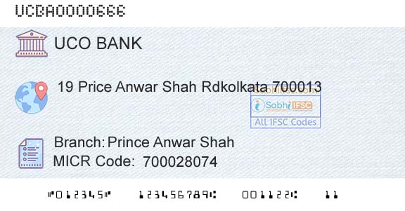 Uco Bank Prince Anwar ShahBranch 