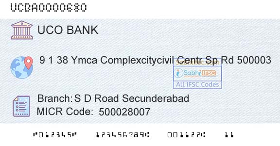 Uco Bank S D Road SecunderabadBranch 