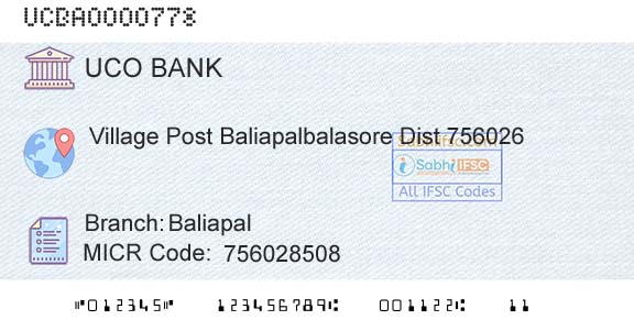 Uco Bank BaliapalBranch 