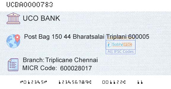 Uco Bank Triplicane ChennaiBranch 
