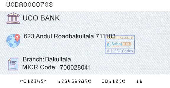 Uco Bank BakultalaBranch 