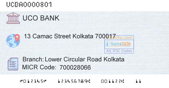 Uco Bank Lower Circular Road KolkataBranch 