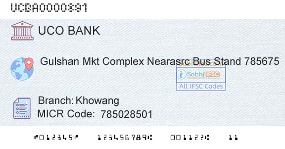Uco Bank KhowangBranch 