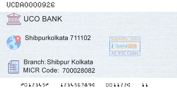 Uco Bank Shibpur KolkataBranch 