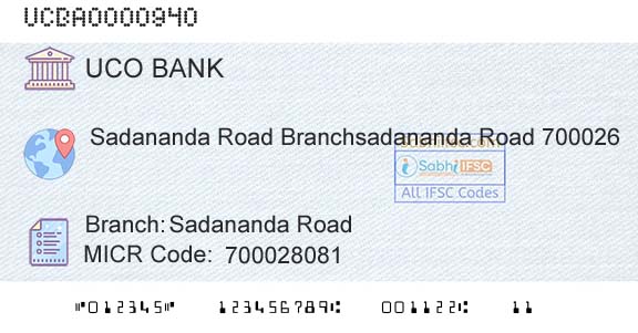 Uco Bank Sadananda RoadBranch 