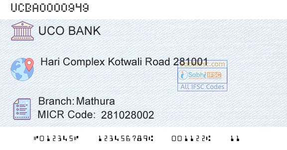 Uco Bank MathuraBranch 