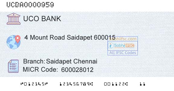 Uco Bank Saidapet ChennaiBranch 