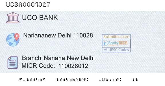 Uco Bank Nariana New DelhiBranch 